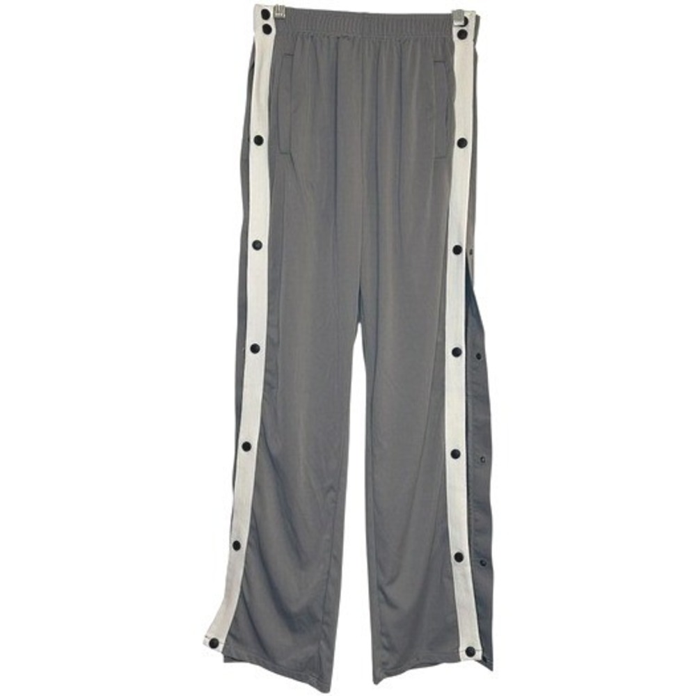 Deyeek‎ Snap Button Breakaway Warm Up Gym Pants Men Gray Side Stripe Athletic  S